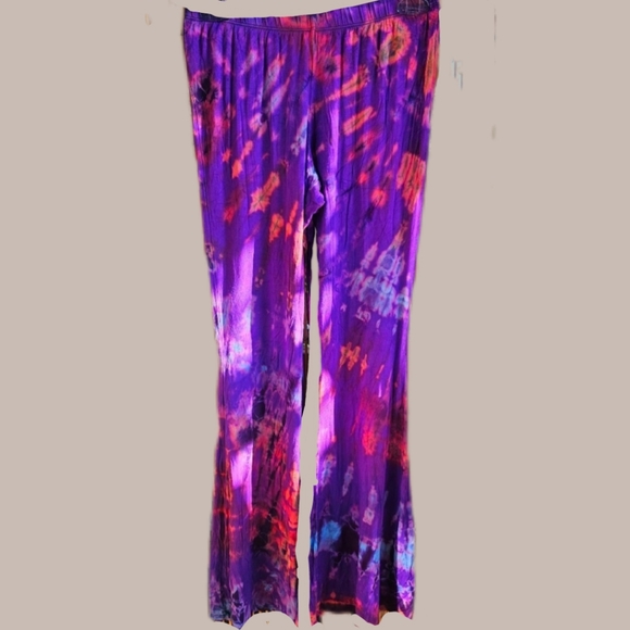 TIE DYE *8 Colors Avail* Rayon Stretch Bell Bottom Pant OS NEW - Picture 5 of 16